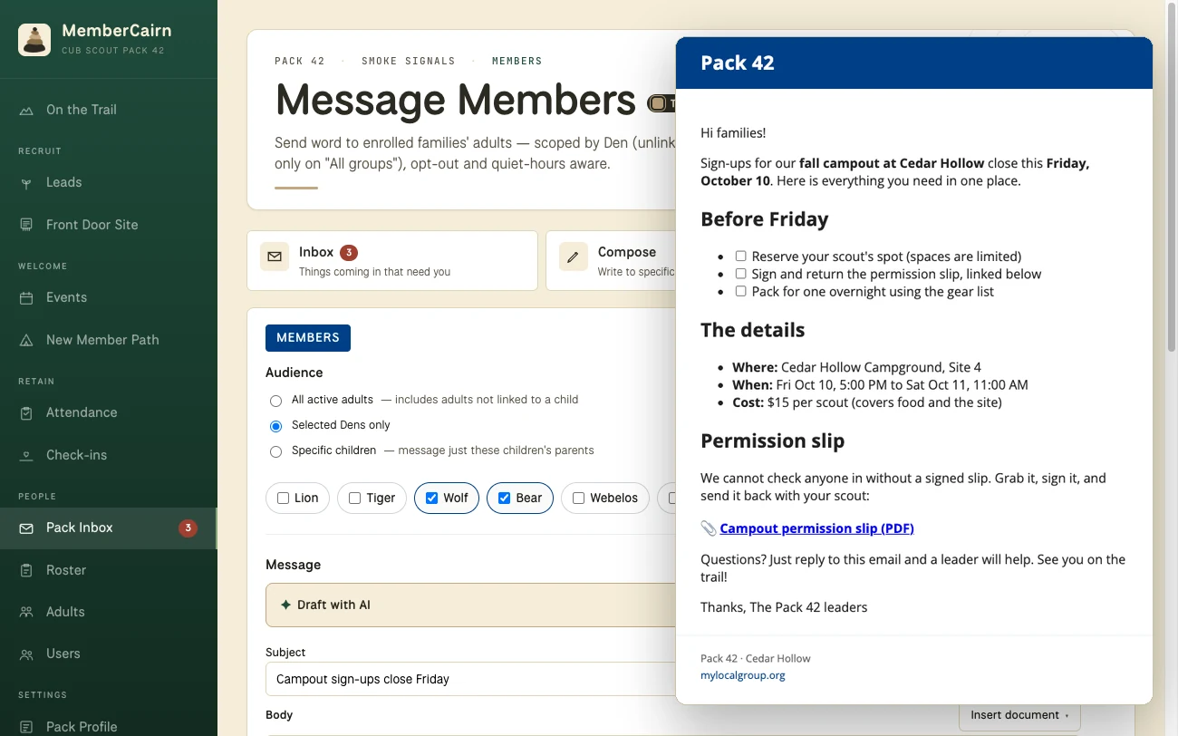 Announce: Reminders that don't blow up the inbox.